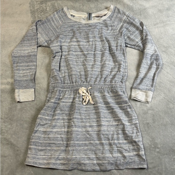 LOFT Lightweight Striped Knit Dress with Drawstring Waist - Picture 1 of 5